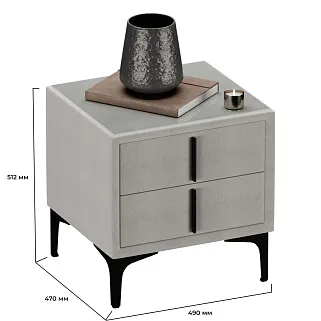 Тумба прикроватная мягкая, стекло прозрачное, ножки черные GRACE752