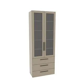 Шкаф книжный с тремя ящиками со стеклом L213S