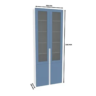 Шкаф книжный со стеклом, фасады в эмали LE240
