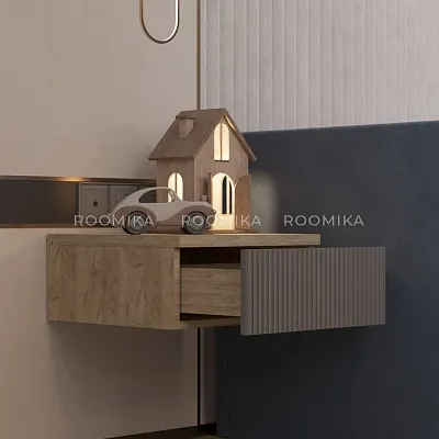 Тумба прикроватная подвесная, фрезерованные фасады в эмали LE709