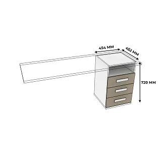 Тумба опора для стола с ящиками и нишей E705