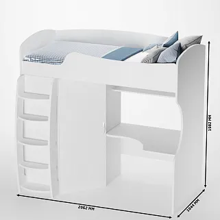 Кровать-чердак с рабочей зоной P906, 90x200