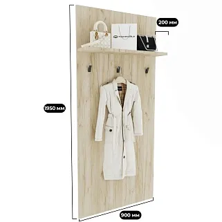 Панель широкая с полкой и крючками L-177