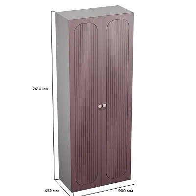 Шкаф двухдверный узкий, фрезерованные фасады в эмали LE210.44-1