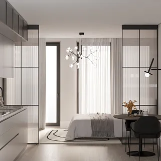 Составная перегородка для зонирования пространства, стекло Эстриадо GRACE 11