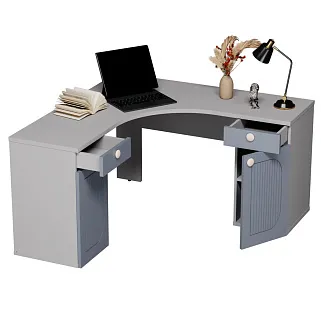 Cтол угловой равносторонний, фрезерованные фасады в эмали LE716