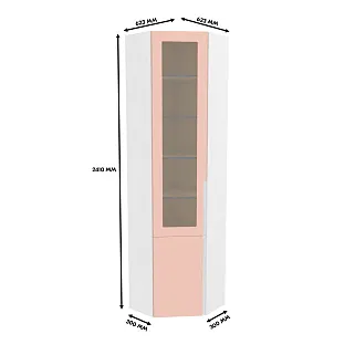 Шкаф угловой книжный со стеклом, фасады в эмали LE247 с подсветкой