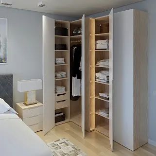 Шкаф переходный с подсветкой, фасады в эмали LE232 L/R