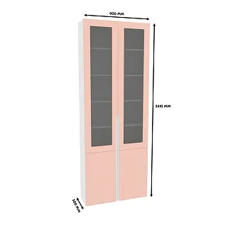 Шкаф книжный со стеклом, фасады в эмали LE240