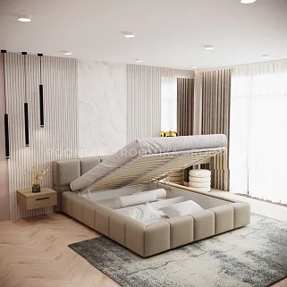 Кровать двуспальная мягкая QUADRO-soft-m  с подъемным механизмом, 160x200