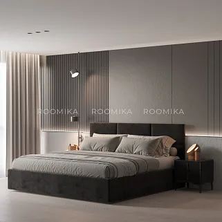 Тумба прикроватная мягкая, стекло прозрачное, ножки черные GRACE752