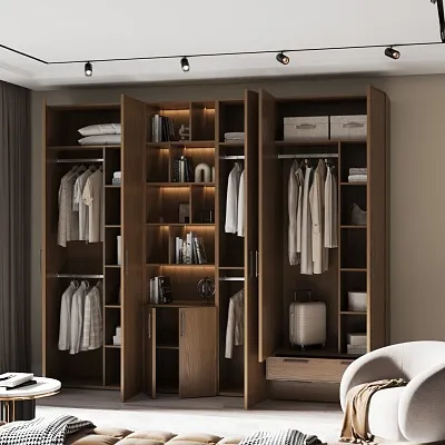 Шкаф двустворчатый с ящиками, фасады натуральный шпон L211.44