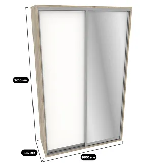 Шкаф-купе ХG166.60-3, профиль INTEGRO, фасад МДФ/зеркало серебро