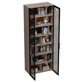 Шкаф-стеллаж со стеклянными фасадами с подсветкой R212