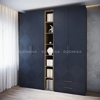 Шкаф 2 дверный с ящиками, фрезерованные фасады в эмали LE-211.44