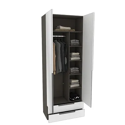 Шкаф 2 дверный с ящиками с зеркалом, фасады в эмали LE211.44Z