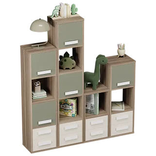 Стеллаж сквозной книжный на 14 ниш с ящиками E802,E803,E804,E805