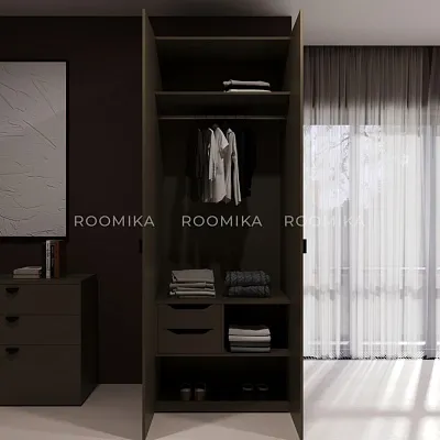 Шкаф 2 дверный, фрезерованные фасады в эмали LE210.60-2