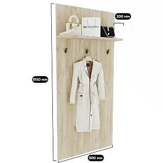 Панель широкая с полкой и крючками L-177