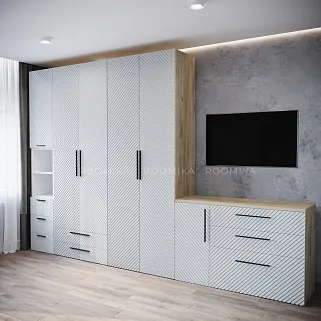 Шкаф 2 дверный, фрезерованные фасады в эмали LE-210.44-1