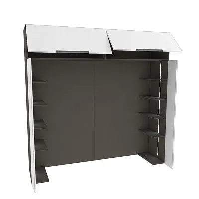 Ниша для кровати с секциями с подсветкой, фасады в эмали LE407.60