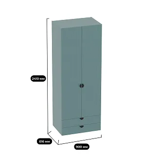 Шкаф 2 дверный с ящиками, фрезерованные фасады в эмали LE-211.60