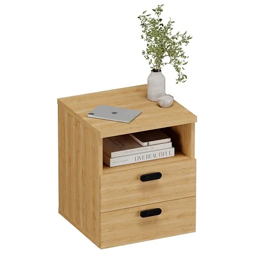 Тумба прикроватная 2 ящика, фасады натуральный шпон L702