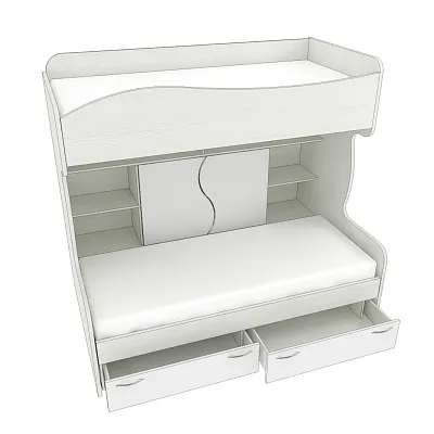 Кровать двухъярусная с лестницей комодом P904, 90x200