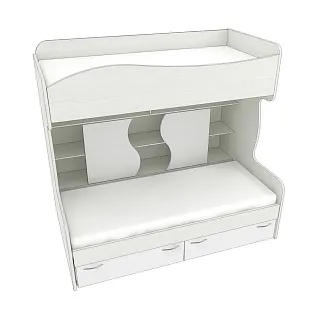 Кровать двухъярусная с лестницей комодом P904, 90x200