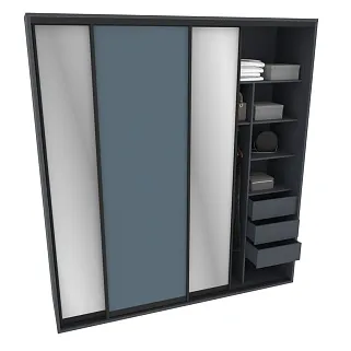 Шкаф-купе ХG246.60-1, профиль INTEGRO, фасад МДФ/зеркало серебро