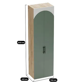 Шкаф двухдверный со штангой, фрезерованные фасады в эмали LE243.44
