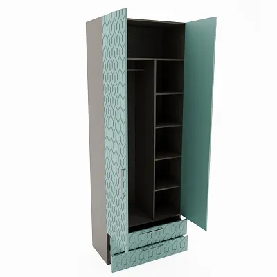 Шкаф 2 дверный с ящиками, фрезерованные фасады в эмали LE211.44