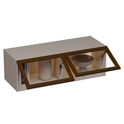 Антресоль с двумя откидными стеклянными дверями R312.45ST с подсветкой