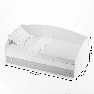 Кровать односпальная с ящиками P902N, 90x190