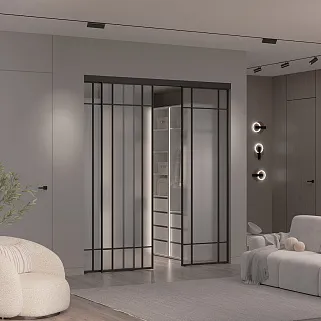 Сатинированная перегородка для гардеробной, стекло Сатинато GRACE 16