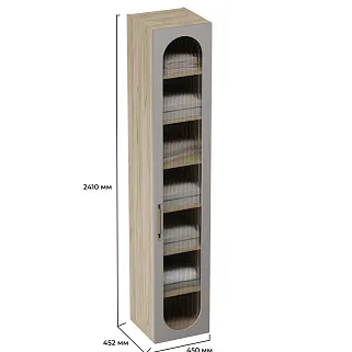 Шкаф 1 дверный узкий, фрезерованные фасады в эмали LE-220.44-4