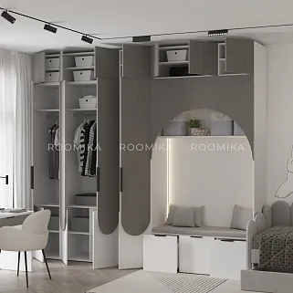 Шкаф для одежды, фрезерованные фасады в эмали LЕ251.60-1 L/R