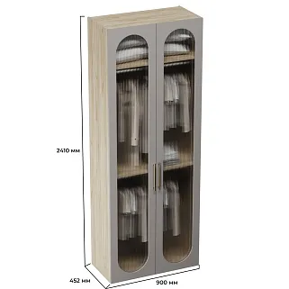 Шкаф двухдверный узкий, фрезерованные фасады в эмали LE210.44-1