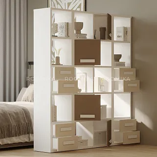 Cтеллаж сквозной книжный на 5 ниш с ящиками E805