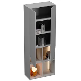 Шкаф для одежды с открытой нишей с подсветкой,фрезерованные фасады в эмали LЕ254.44