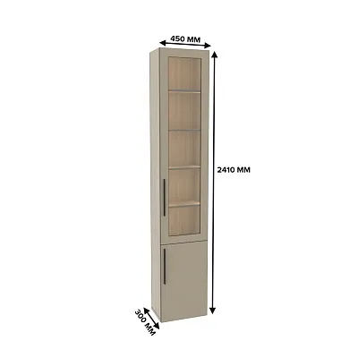 Шкаф книжный со стеклом L241 с подсветкой