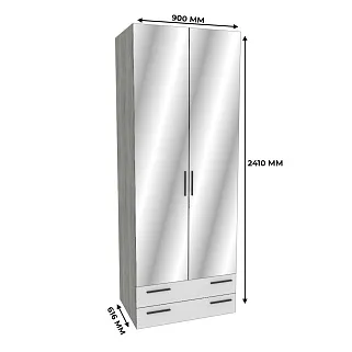 Шкаф двустворчатый с ящиками с зеркалом LG-211.60Z