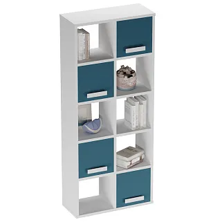 Стеллаж сквозной книжный на 10 ниш с ящиками E810