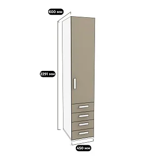 Шкаф комбинированный 4 ящика глубина 602мм E224.60