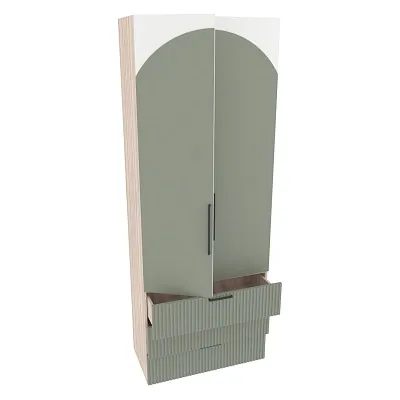 Шкаф книжный/для одежды с тремя ящиками, фрезерованные фасады в эмали LE213