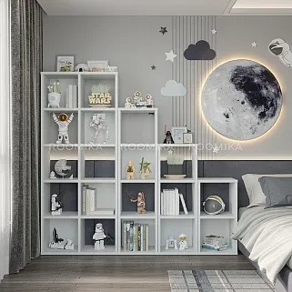 Стеллаж сквозной книжный на 10 ниш с ящиками E810