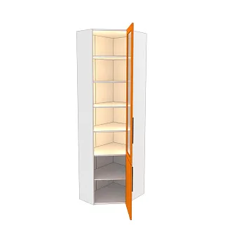 Шкаф угловой книжный со стеклом разносторонний с подсветкой L247.44 L/R