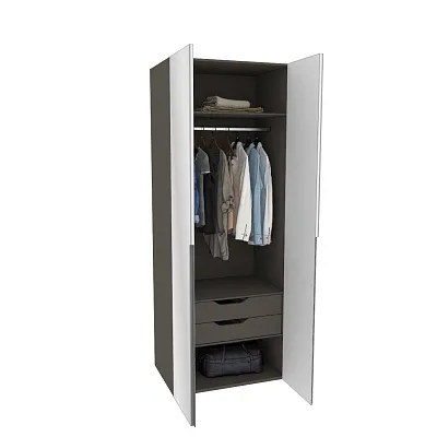 Шкаф 2 дверный с зеркалом, фасады в эмали LE210.60-3Z