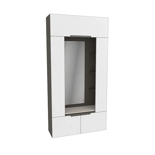 Секция с зеркалом и полками, фасады в эмали LE408