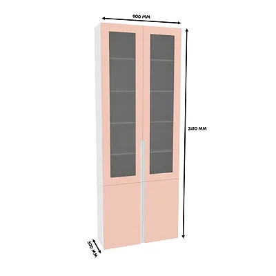 Шкаф книжный со стеклом, фасады в эмали LE240